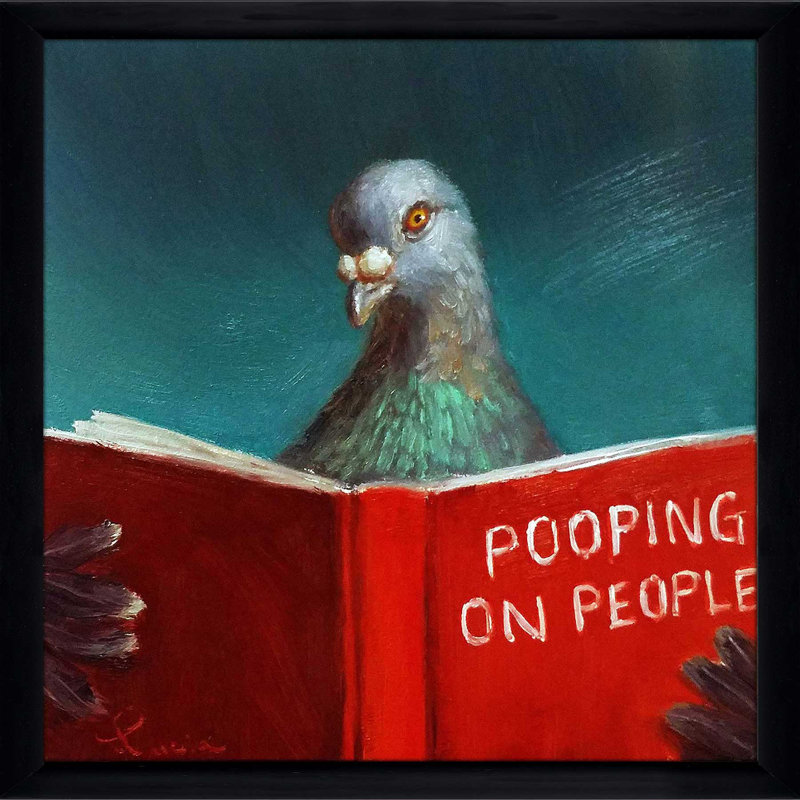 Pooping on People par Lucia Heffernan - Peinture, H 31,5 po x l 31,5 po x P 1 po, Cadre noir