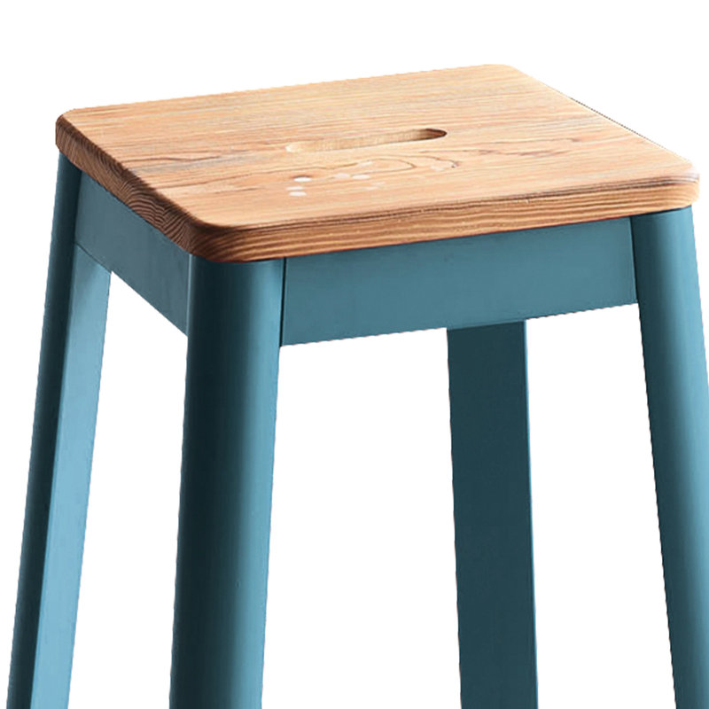 Tabouret de bar rustique et élégant aux couleurs sarcelle naturelles, Naturel