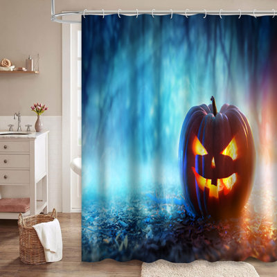 Rideau de douche d'Halloween citrouille effrayant avec 12 crochets
