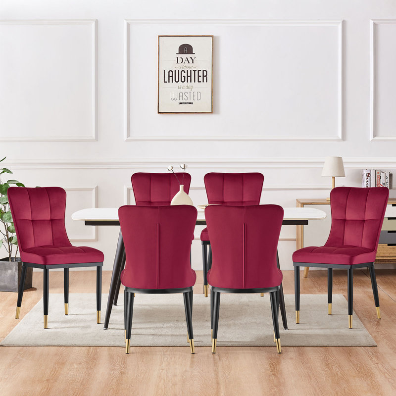 Guitierrez Velvet Upholstered Parsons Chair, Dark Red