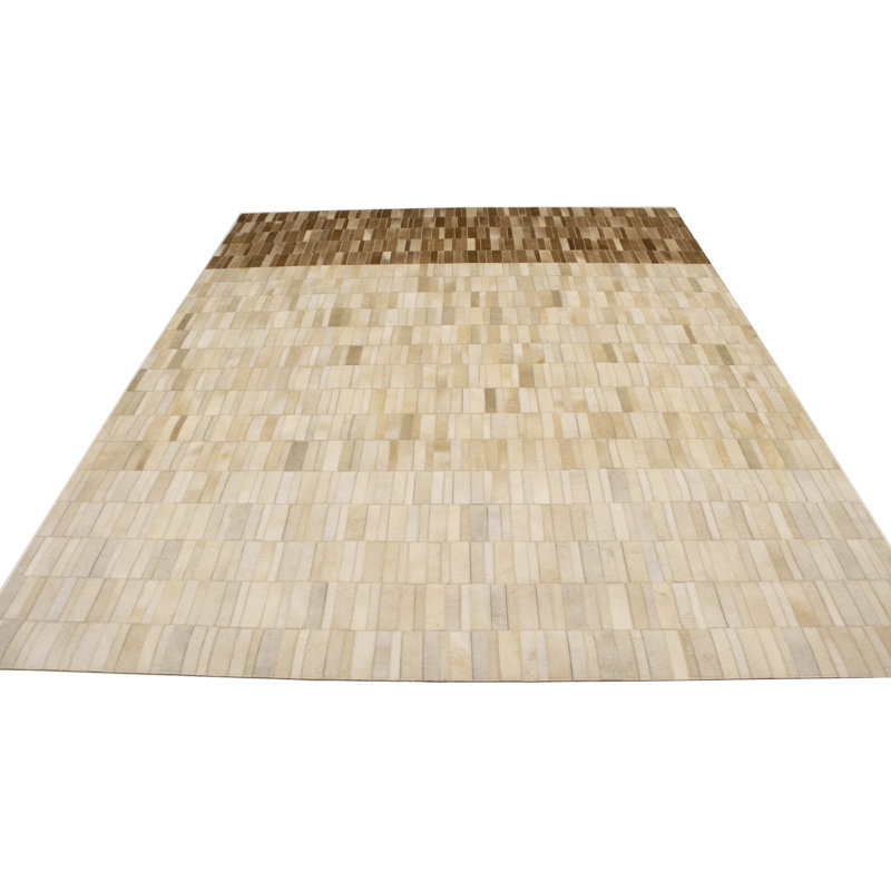 Tapis beige moderne en similicuir 6X6, Rectangle 8 pi x 10 pi
