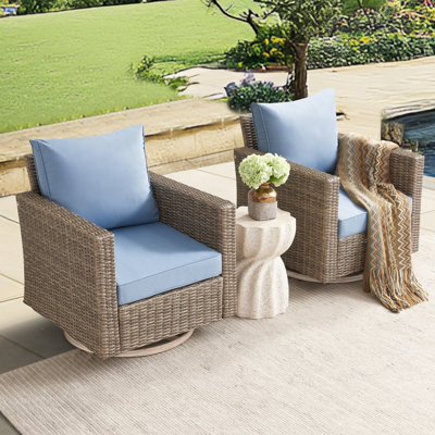 Rocking Swivel Patio Chair With Cushions (set Of 2) by Latitude Run
