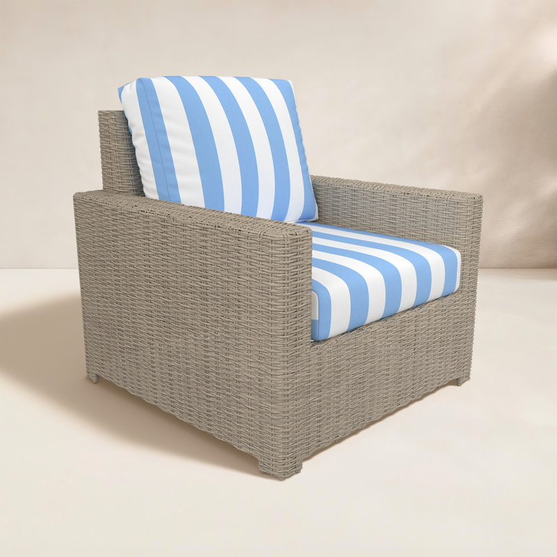 Chaise d'extérieur Henri avec coussins Sunbrella, Refuge Ocean