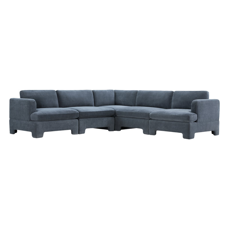 Canapé modulaire rembourré Jolie 5 pièces Jolie, Chenille Selene Indigo Performance