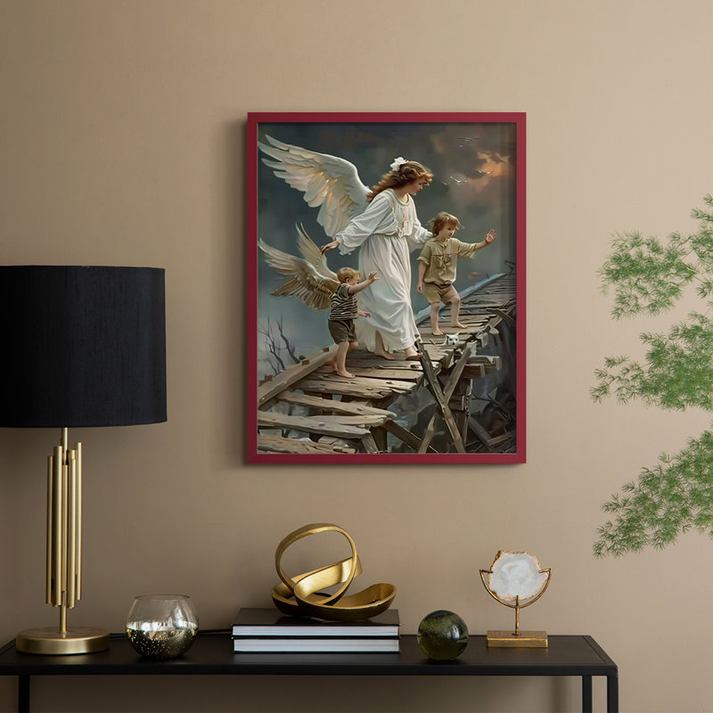 Religious Series CDXLIX, reproduction encadrée - bois massif, Rouge, H 15 po x l 12 po