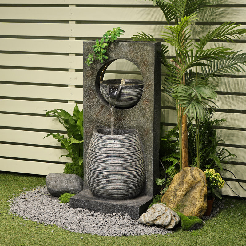 Annaliza Handcrafted Outdoor Weather Resistant Rock Fountain with Lights