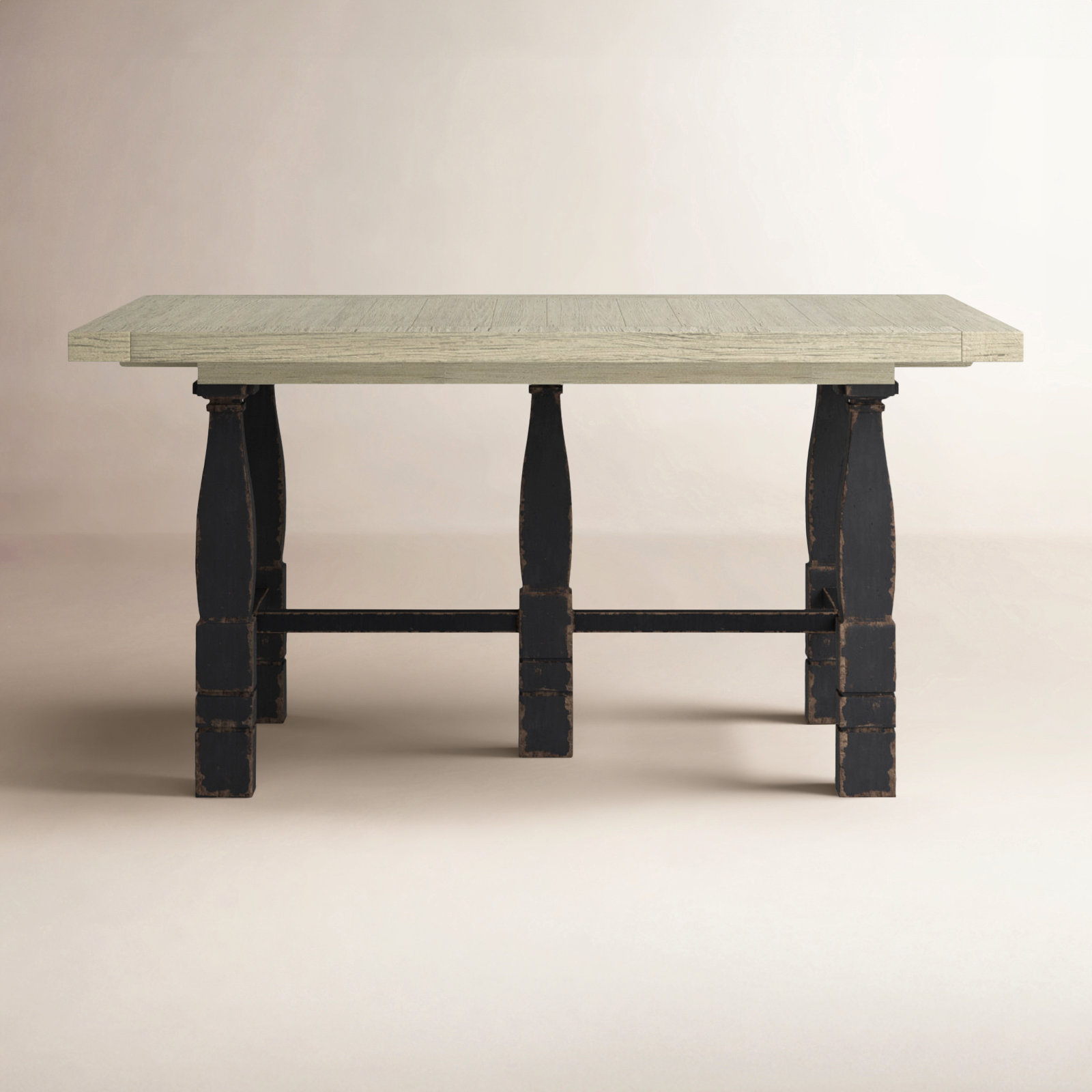CiaoBella Dining Table, Flaky White Top/Black Base