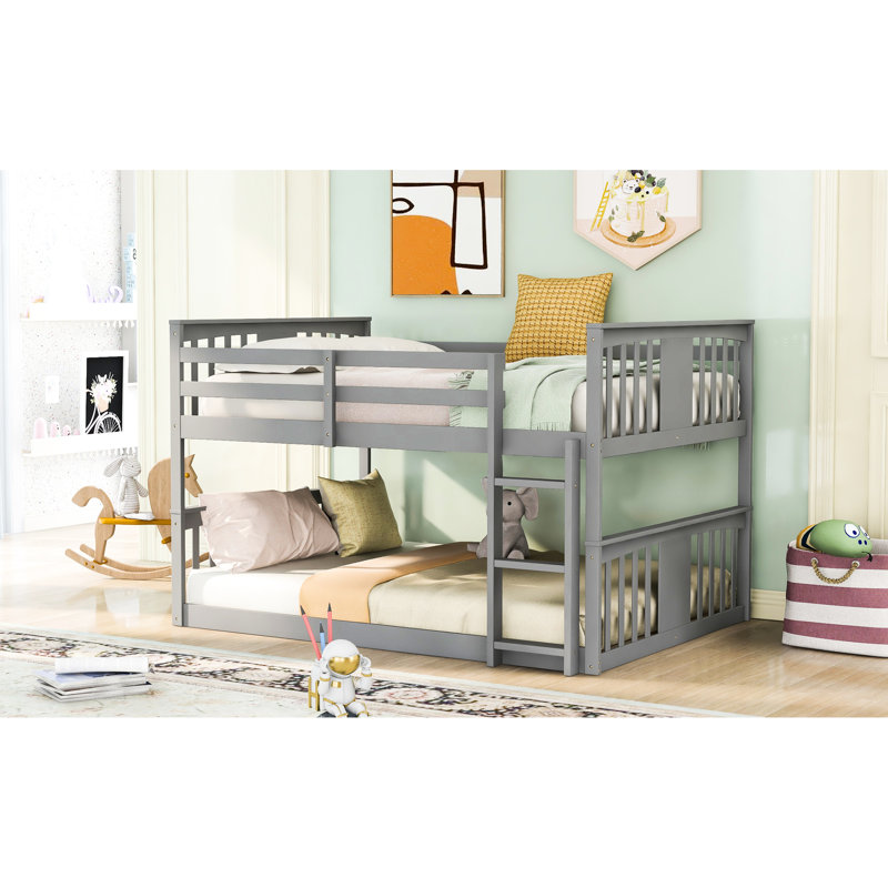 Lit double au-dessus d'un lit superposé gris - Maximise l'espace de la chambre à coucher avec un design pratique et un cadre solide