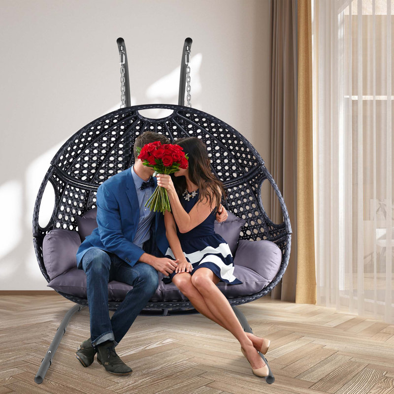 Double balancelle avec support intérieur et extérieur