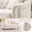 Causeuse Chesterfield de 58,5 po de largeur avec dossier incurvé capitonné, garniture cloutée, pieds en bois massif et 2 coussins décoratifs-268806668