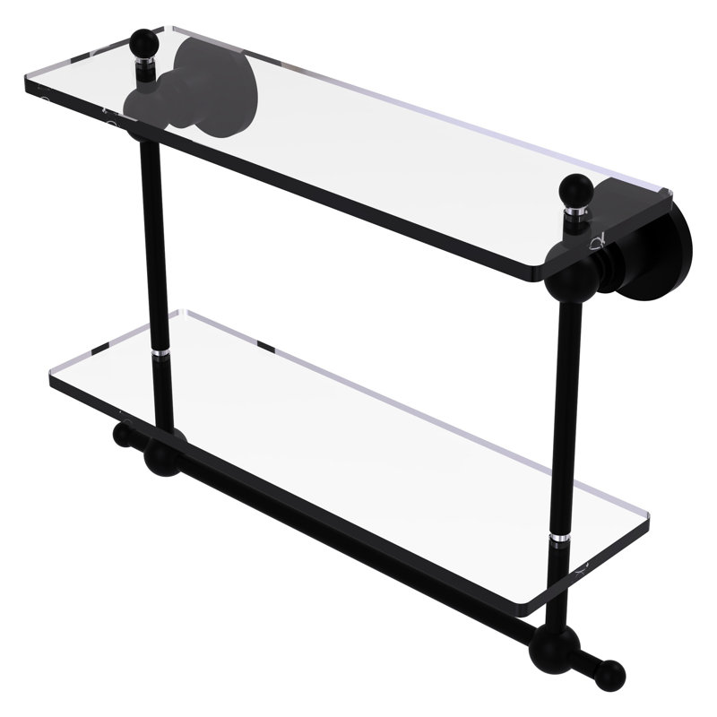 Lera 2 Piece Tiered Shelf with Towel Bar, Matte Black