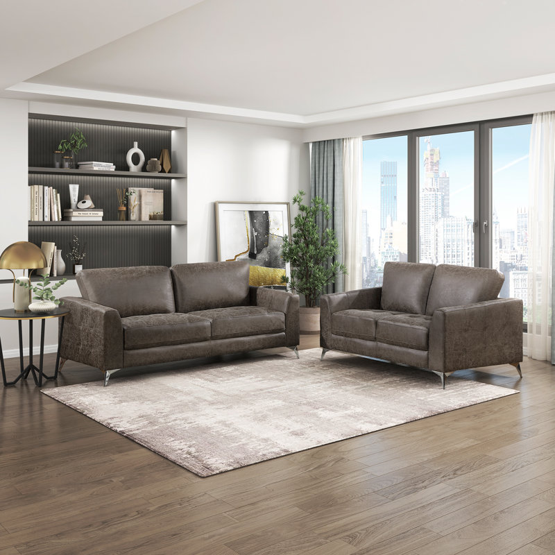 Ensemble de salon en microfibre 2 pièces Occeus, Gris brunâtre