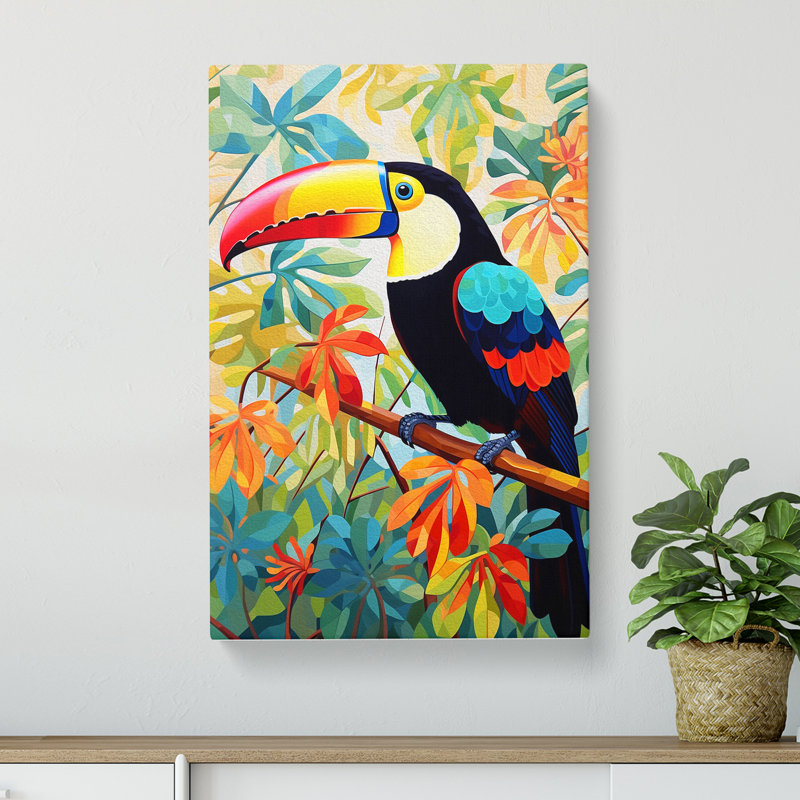 Toucan Hard Edge - Wrapped Canvas, 76cm H x 50cm W x 3cm D