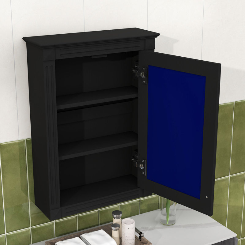 Armoire à pharmacie murale avec miroir et tablettes réglables, Black