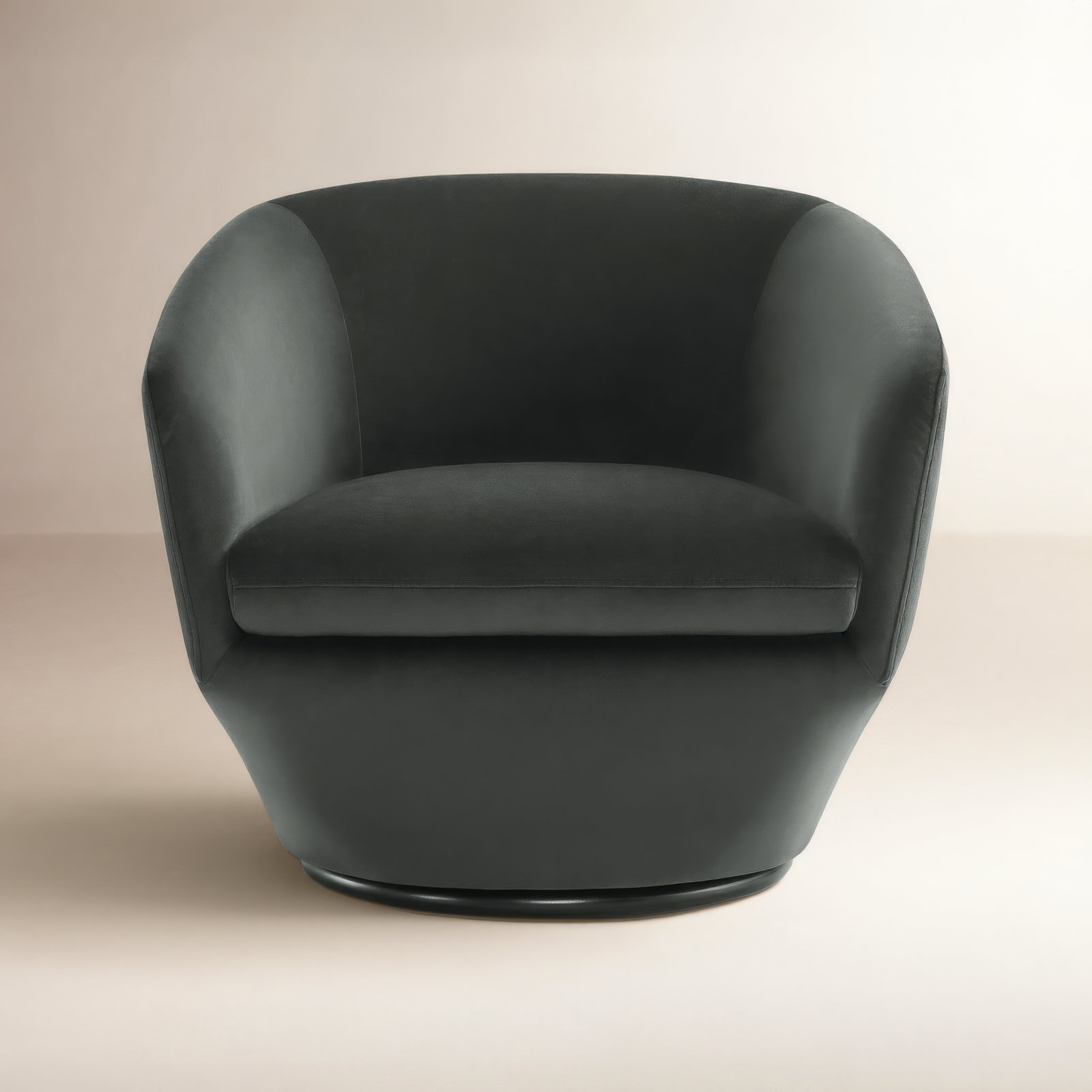 Brayden Studio® Elexi Swivel Barrel Chair, Dark Grey Performance Velvet