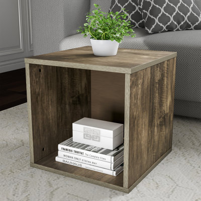 Irieana Stackable Cube End Table - Contemporary Minimalist Modular Shadowbox Accent Piece for Bedroom, Living Room, or Office