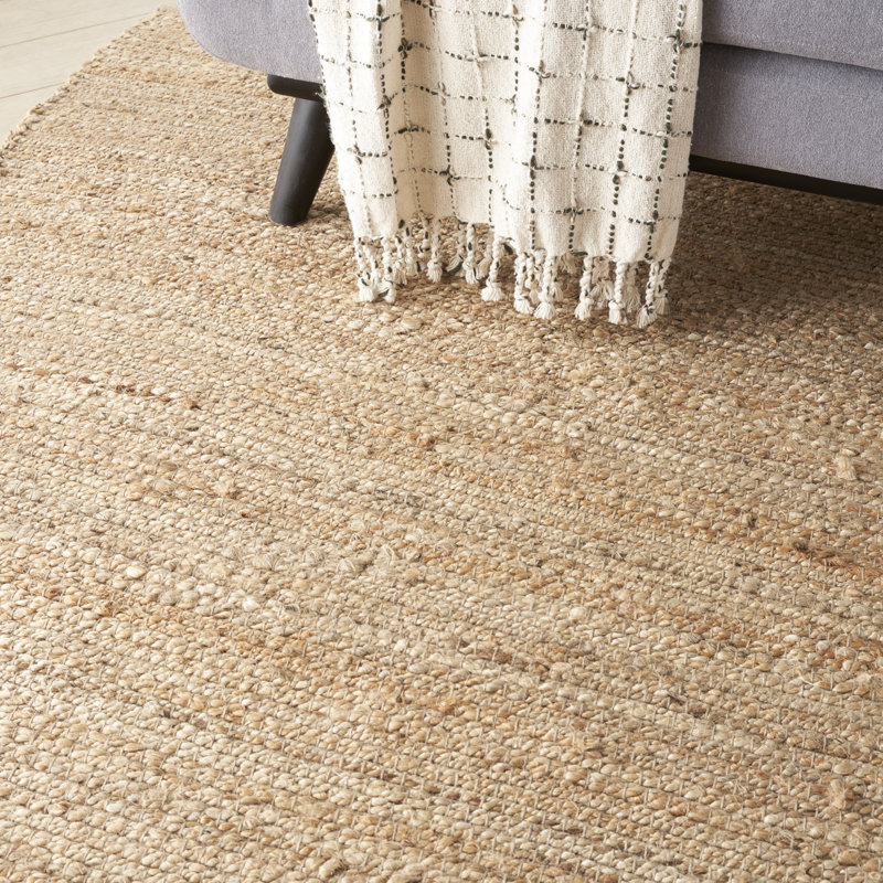 Tapis tissé à plat de couleur unie Gerri, Carré 8 pi, Tanné