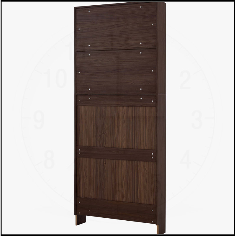 Narrow Shoe Organizer with 3 Flip Drawers and Top Storage, 78.75" Tall, Ideal for Entryways and Hallways - Walnut