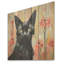 Chat noir dans les fleurs - Chat sur impression sur bois-872935990