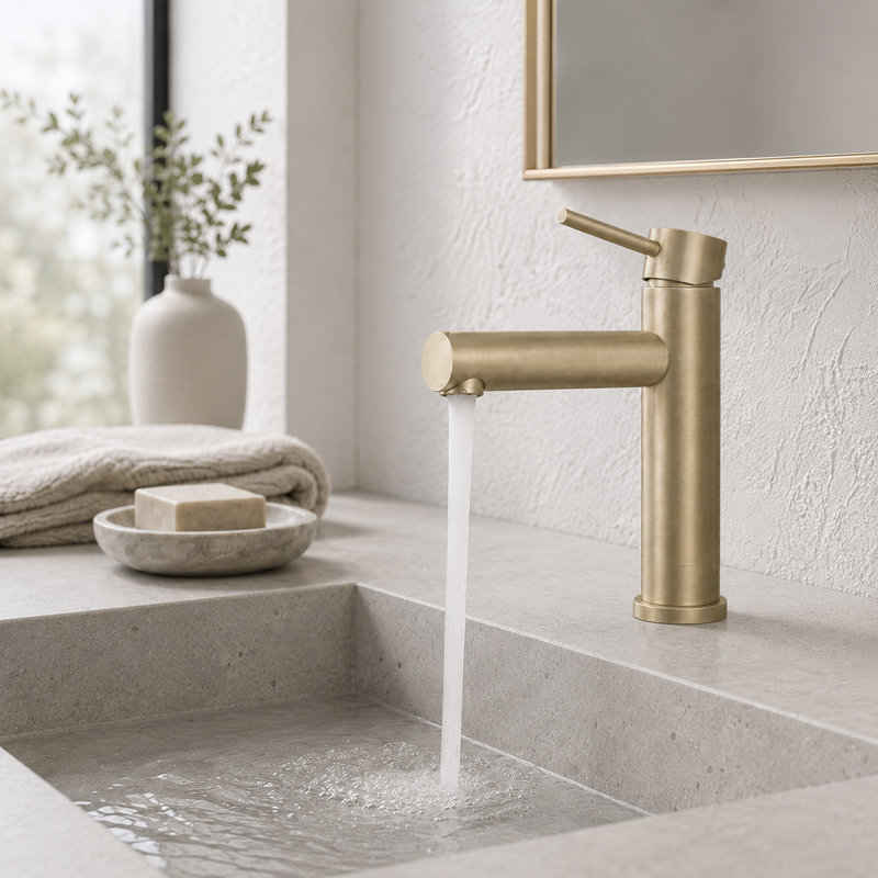 Single Hole Single Handle Bathroom Faucet, Brushed Gold