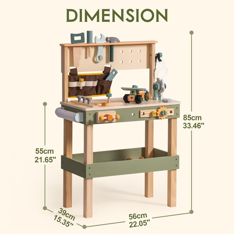 Carpenter Workbench with Tools Toy Organizer
