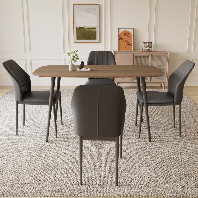 Ensemble de table de salle à manger rectangulaire 55,1 po, table de cuisine moderne, pieds en acier (1 table et 4 chaises)
