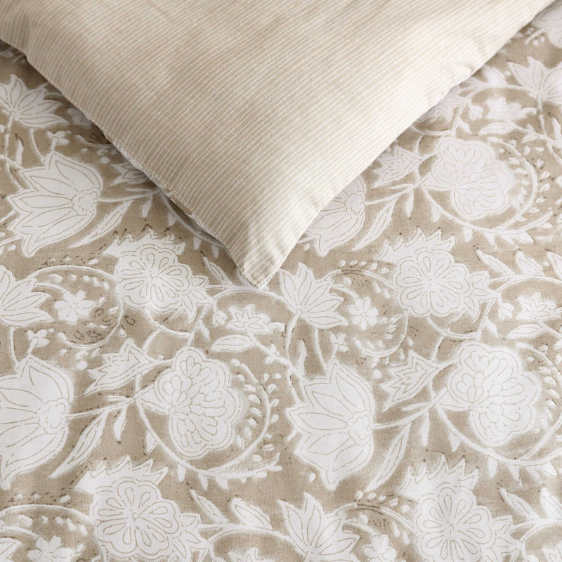 Ensemble d'édredon réversible en coton Nautica Bayport, Édredon pour lit simple + 1 taie décorative stan, Beige