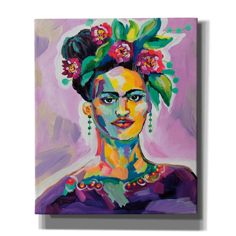 «Frida» par Jeanette Vertentes - peinture sur toile tendue, H 24 po x l 20 po x P 0,75 po