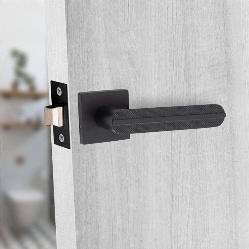 1 Pair Modern Lima Design Premium Door Handles on Square Rose, Does Not Apply, Matte Black
