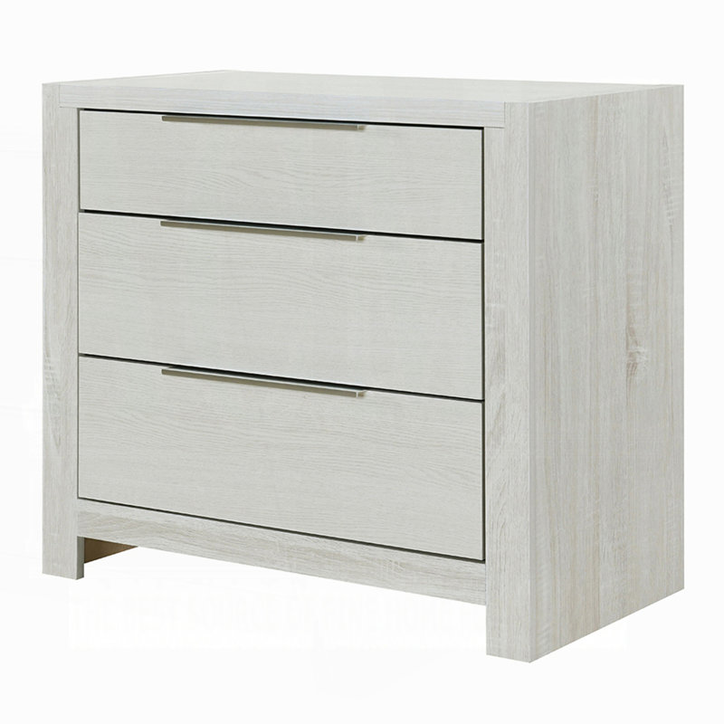 Modern Transitional Nightstand With 3 Drawers, Bed Side Table