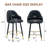 Set Of 2 Black PU Leather Bar Stools: 37.7" High, 25" Seat Height, Gold Accent Footrest-125536150