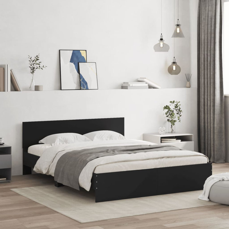 Nobue Bed, Black, Double ( 140 x 200 cm)