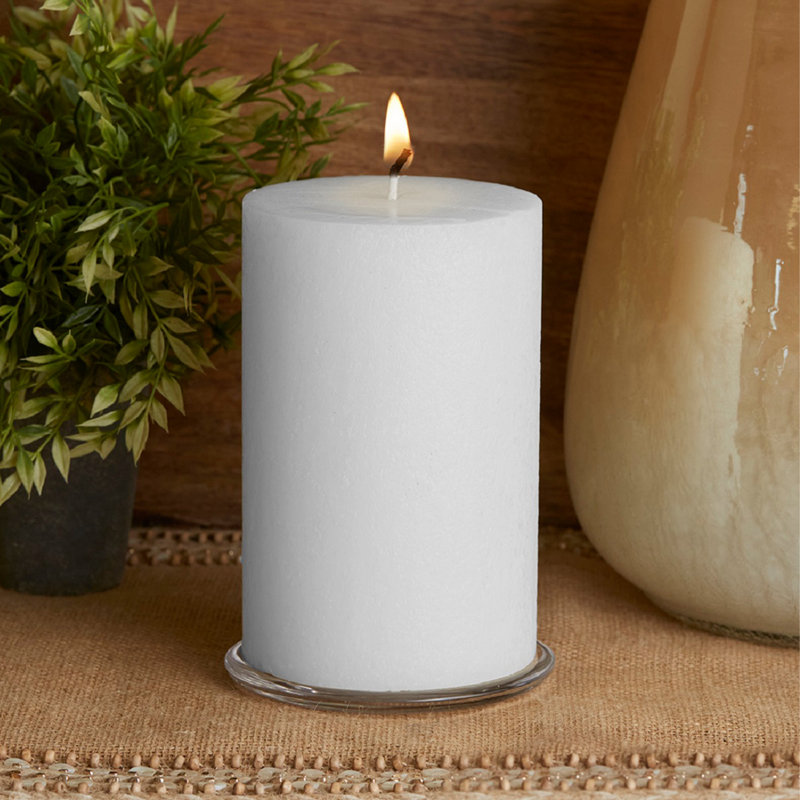 Bougie colonne non parfumée Timberline, Blanc, H 6 po x l 4 po x P 4 po