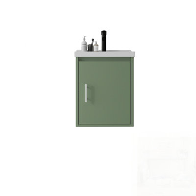 Meuble-lavabo flottant avec lavabo, porte à fermeture en douceur, lavabo en céramique, contreplaqué