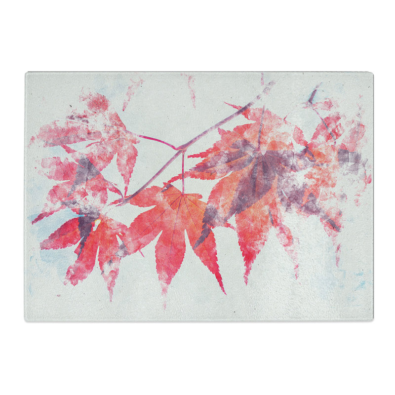 Tempered Glass Leaves of a Maple Tree Chopping Board, 20 cm x 28.5 cm