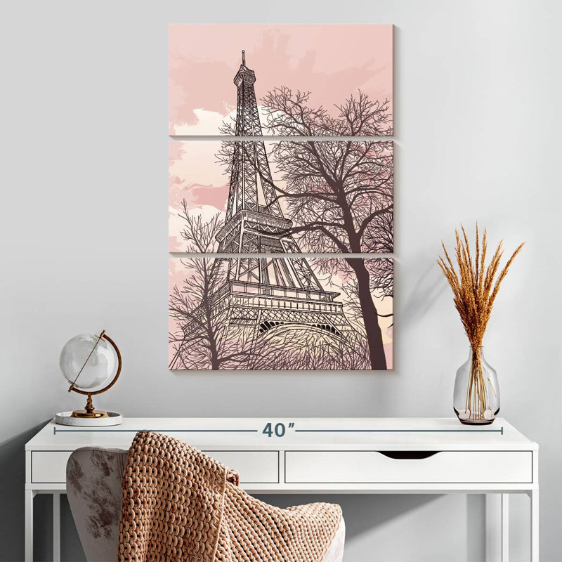 Nicci Eiffel Tower Pink Sky, 32" H x 20" W