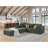 Full Compressed Corduroy Upholstered Sectional With 2 Moveable Ottoman - No Assembly Needed