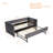 Grey Velvet Daybed, Sturdy Wooden Bed Frame, Modern Diamond Grid Pull-Out Design, Perfect For Bedroom, Living Room Furniture-1529222366