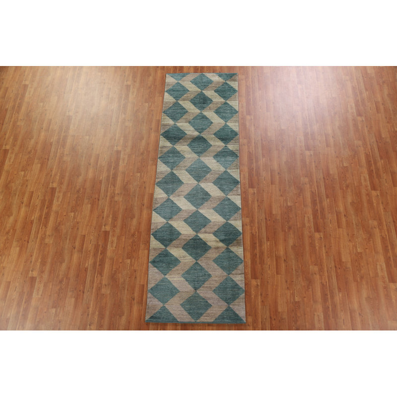 One-of-a-Kind 3'1" X 10'2" New Age Runner Wool Area Rug in
