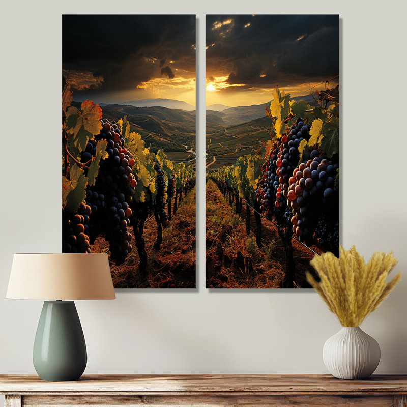 Scenic Vineyard Vibrant Harvest - Décoration murale verte, H 40 po x l 40 po, Toile tendue, Ne s’applique pas