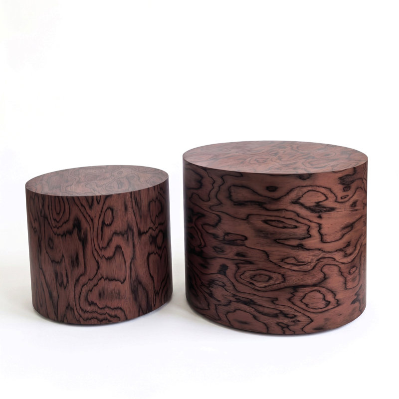 Ensemble de 2 tables basses gigognes rondes, table d'appoint en forme de souche d'arbre, sans assemblage, table d'appoint pour le salon, décor de maison de campagne moderne Wabi-Sabi