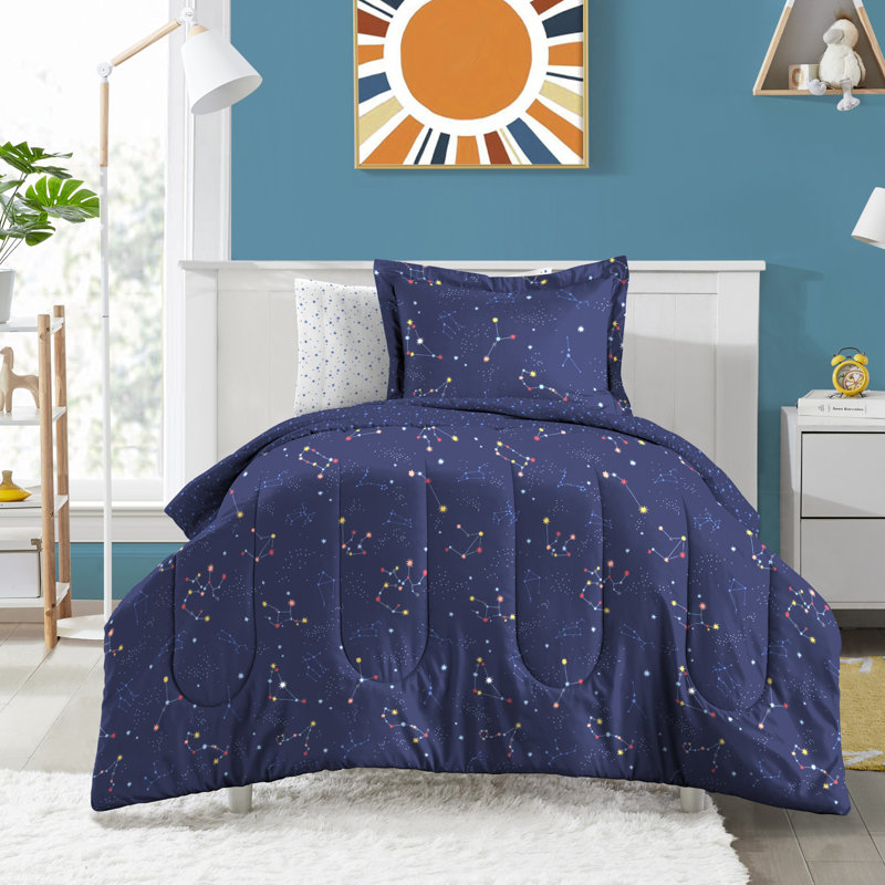 Zodiac Twin Bed in a Bag Midnight Blue, Twin Comforter + 4 Additional Pieces