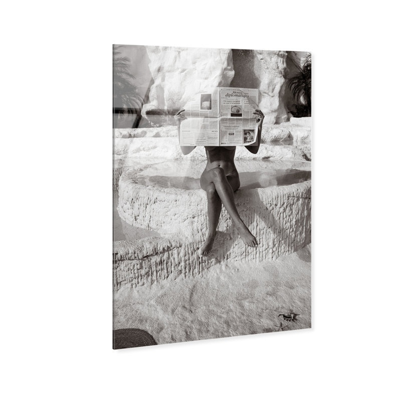 Nude Beach Reader BW I Canvas Landscape & Nature Print by Oliver Gal, 24"H x 16"W, High-Gloss Acrylic Print