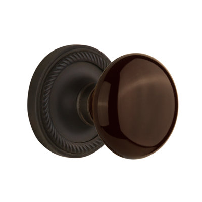 Rope Rosette with Brown Porcelain Door Knob