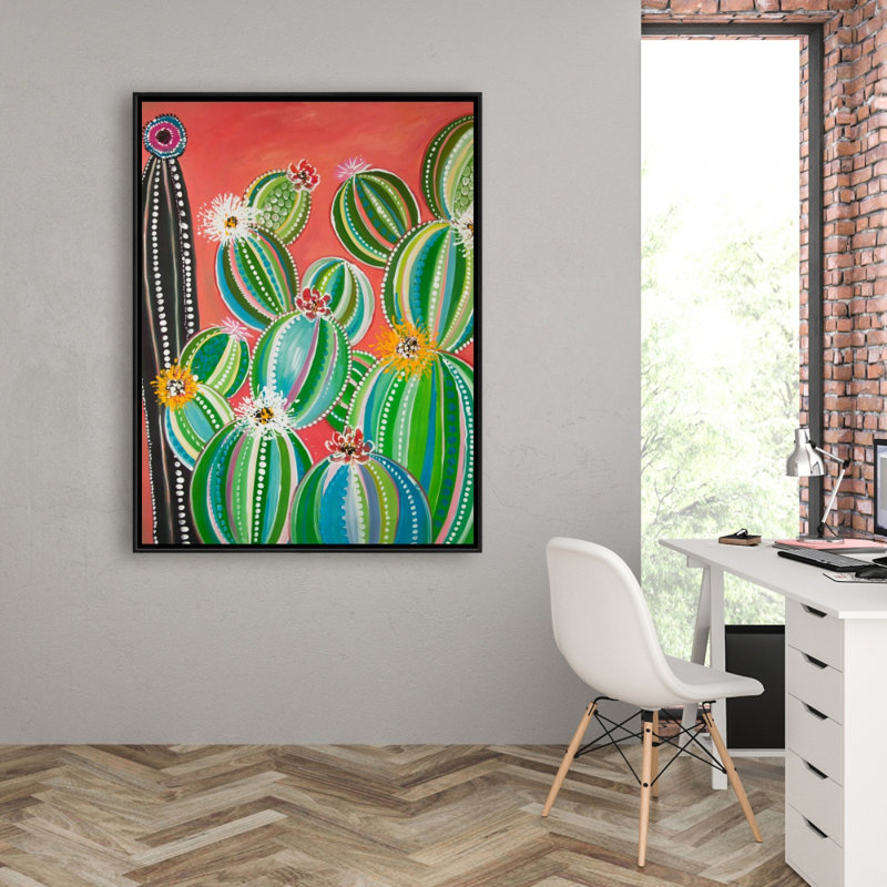 Rainbow Cactus Print On Canvas