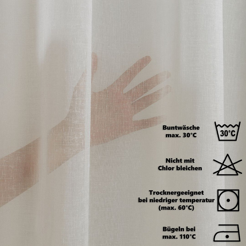 Extra Long & Extra Wide Faux Linen Sheer Curtain Single Panel, Ecru, 140cm Width x 175cm Drop