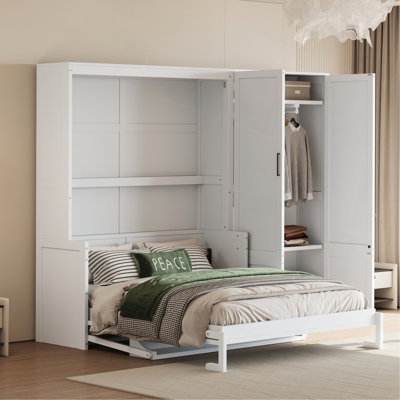 Grand lit escamotable mural avec placard