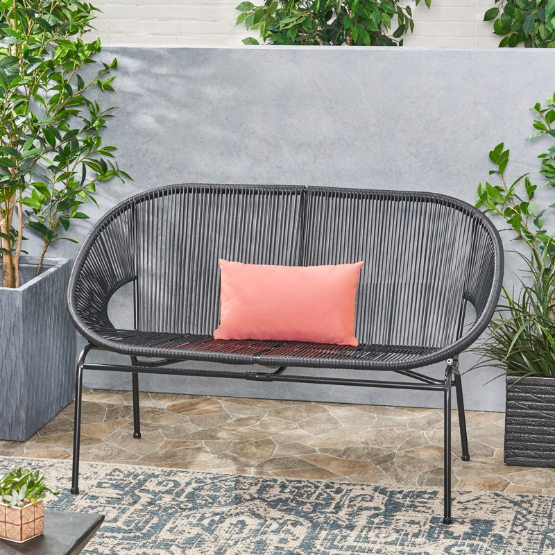 Contemporary Patio With Metal Frame And Weave Seat Matte Black Iron