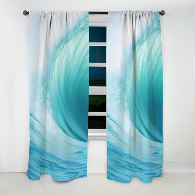 Turquoise Wondrous Wave Spiral I - Spirals Curtain - Blackout Abstract Curtain - 1 Panels