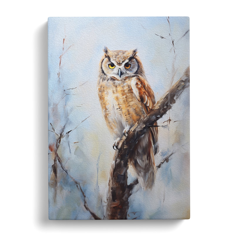 Owl Gestural - Wrapped Canvas, 60cm H x 40cm W x 3cm D